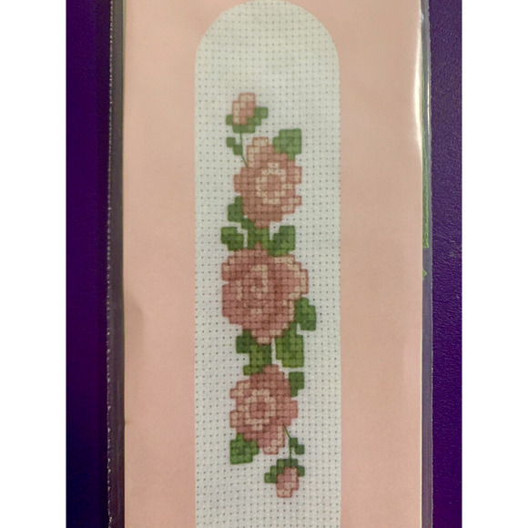 Counted Cross Stitch Kit Bookmark and Card Kit Pink Roses by Crafters Pride - Picture 2 of 5